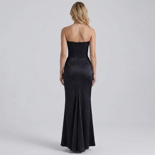 One-Shoulder Pleated Bodysuit Maxi Dress