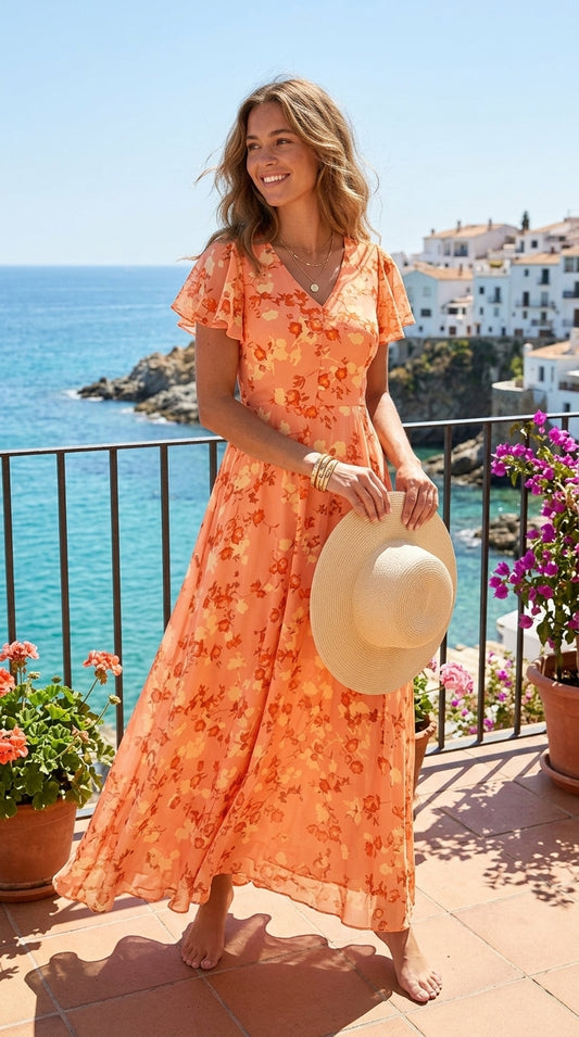 Chiffon Floral Maxi Dress