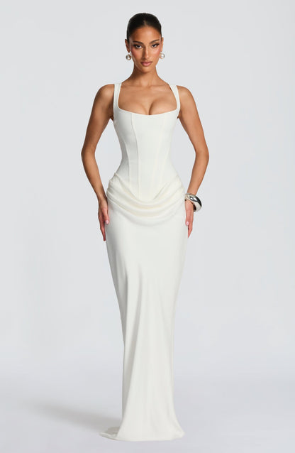 Fishbone Strap High-Waist Bodycon Maxi Dress