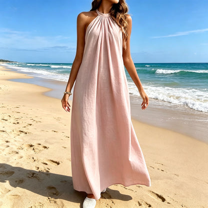 Elegant Breeze Halter Maxi Dress