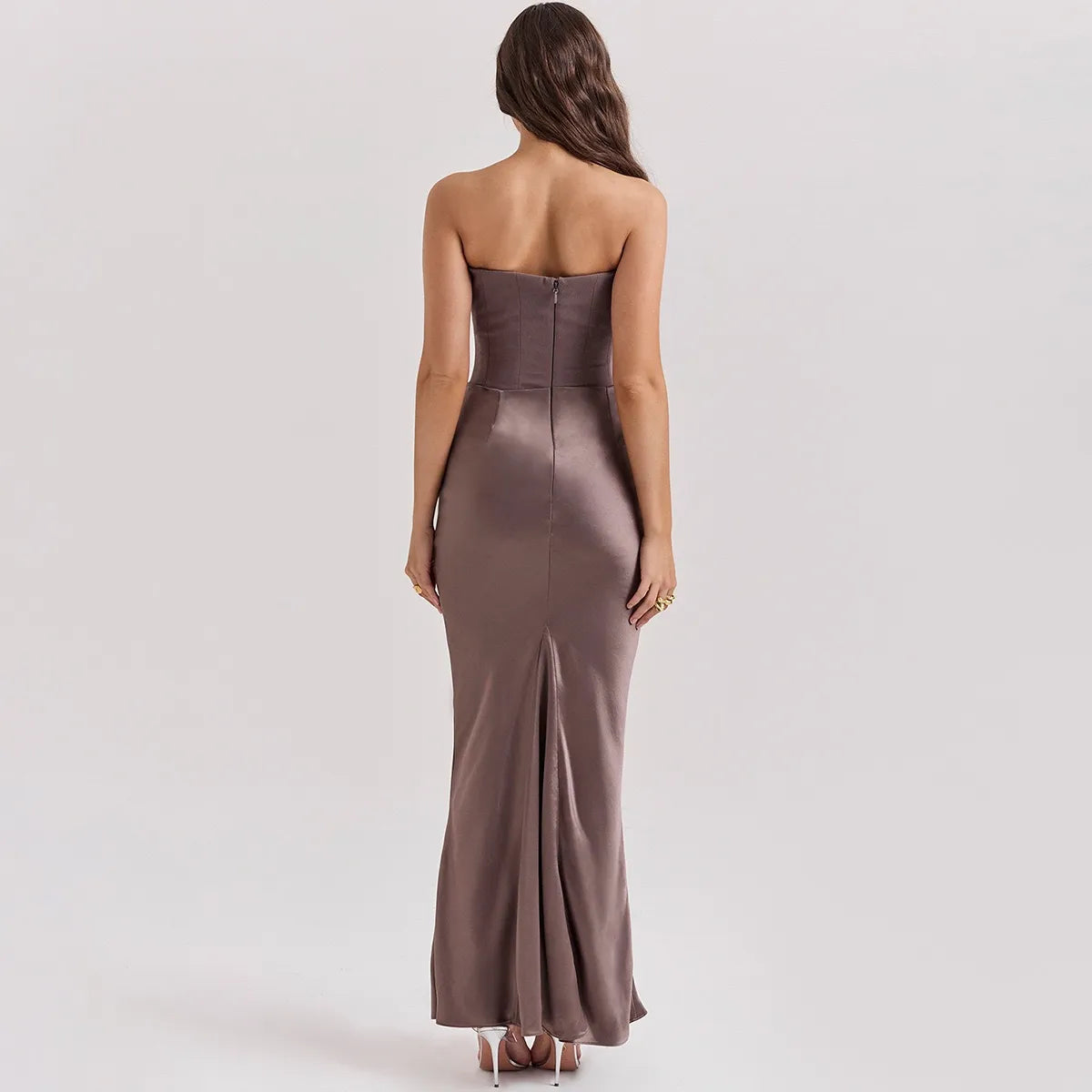 One-Shoulder Pleated Bodysuit Maxi Dress