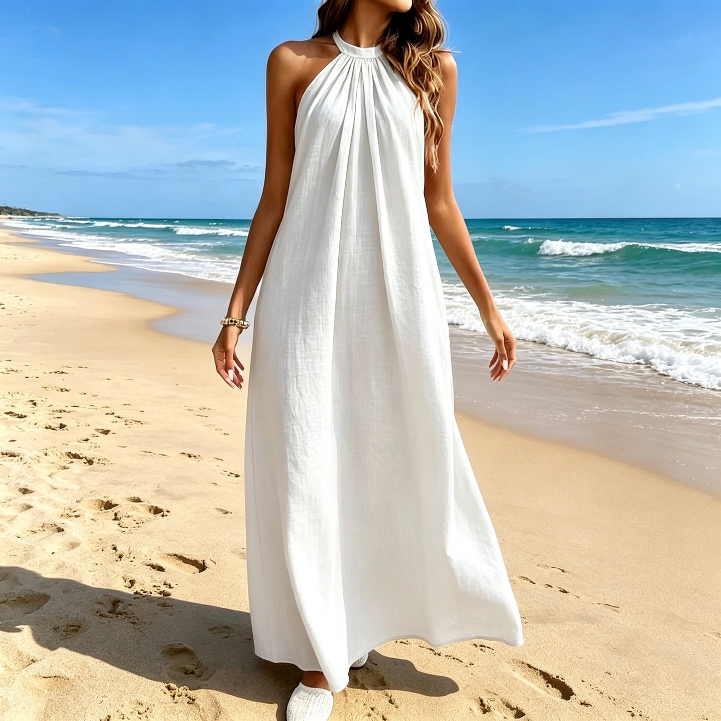 Elegant Breeze Halter Maxi Dress