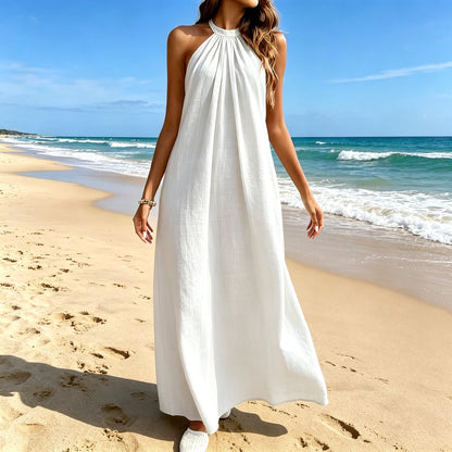 Elegant Breeze Halter Maxi Dress