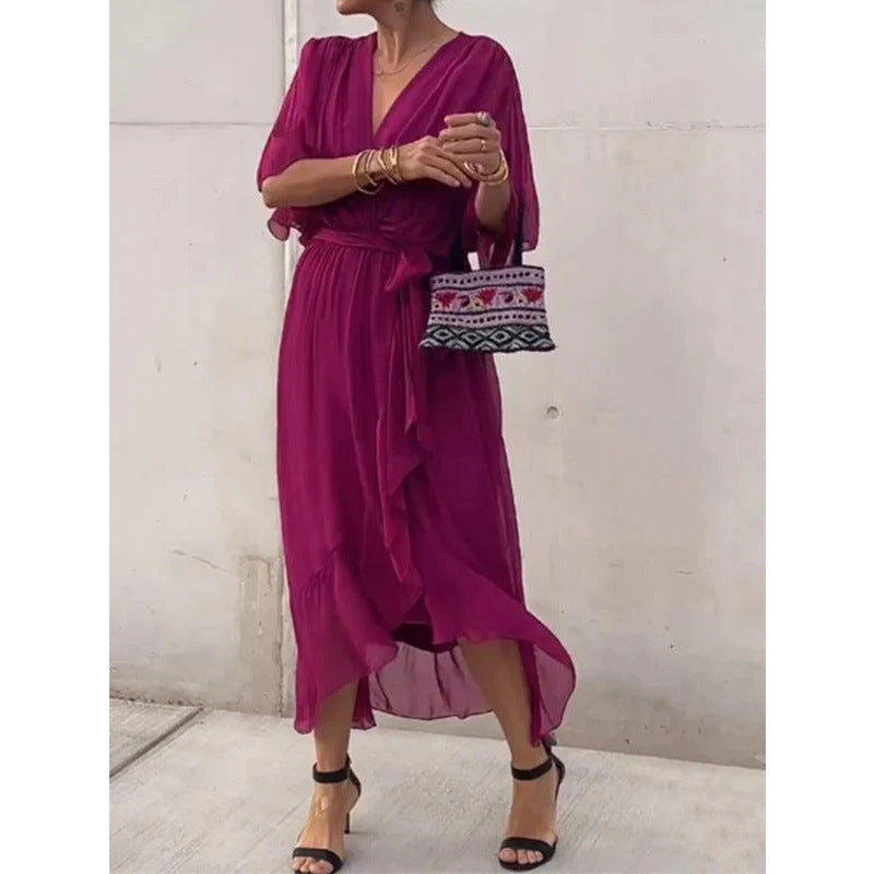 Boho Bat Sleeve Maxi Dress
