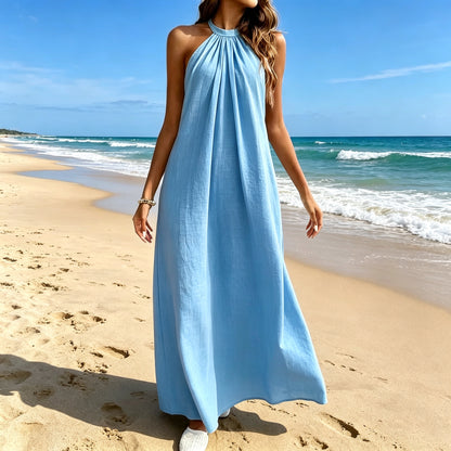 Elegant Breeze Halter Maxi Dress