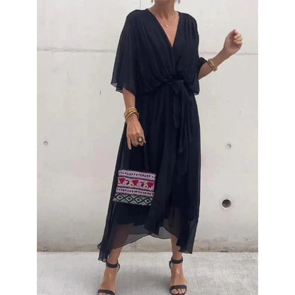 Boho Bat Sleeve Maxi Dress
