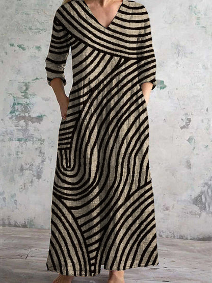 Womens Floral Print V-neck Dress