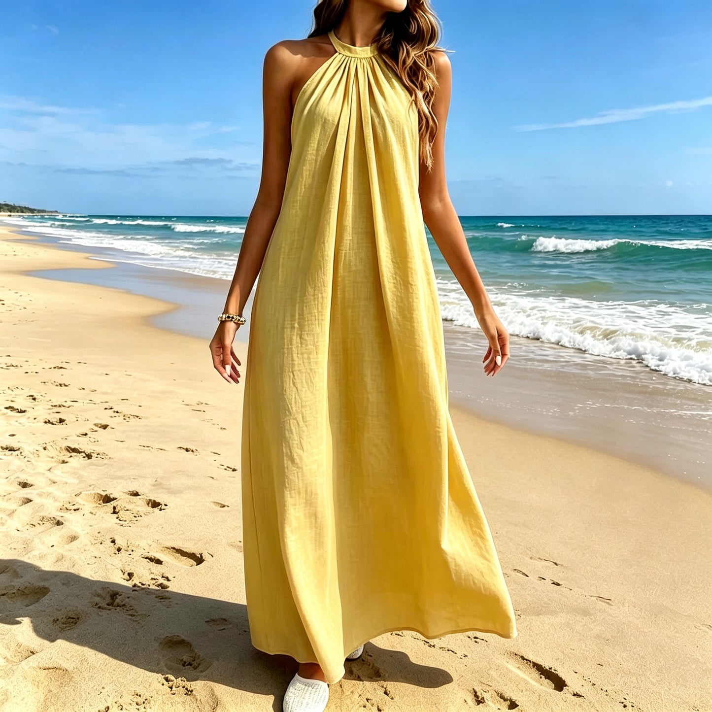 Elegant Breeze Halter Maxi Dress