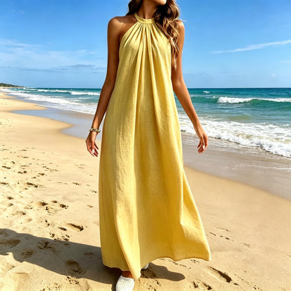 Elegant Breeze Halter Maxi Dress