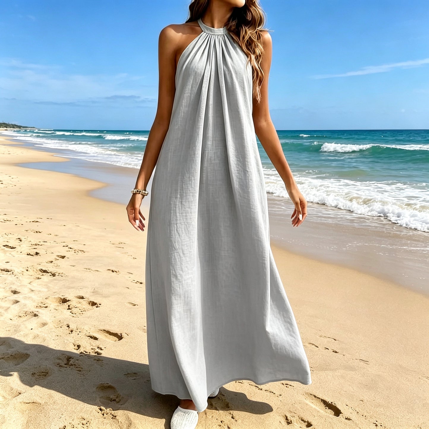 Elegant Breeze Halter Maxi Dress