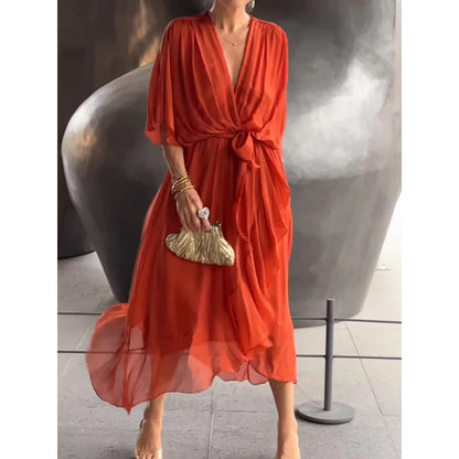 Boho Bat Sleeve Maxi Dress