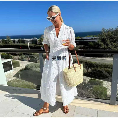 Boho Embroidered Wrap Dress