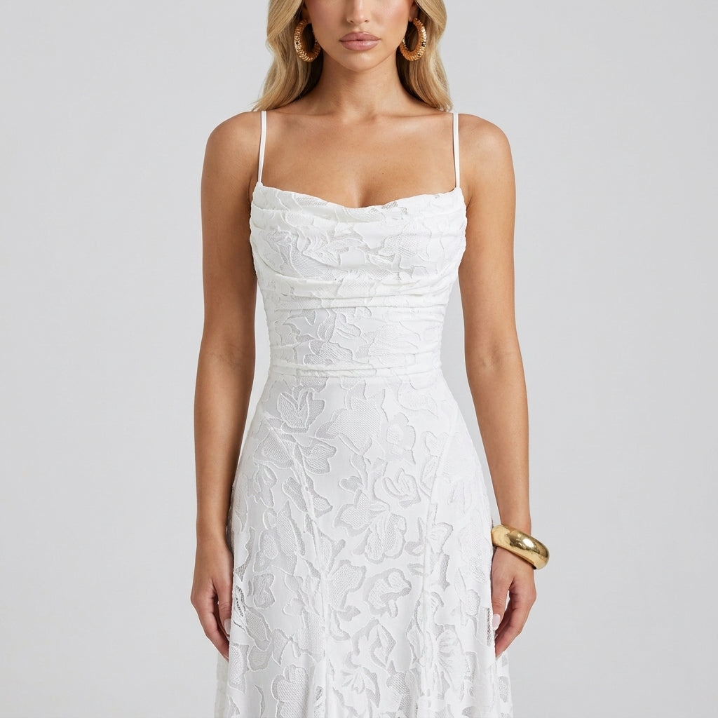 Backless Lace Big Swing Maxi Gown