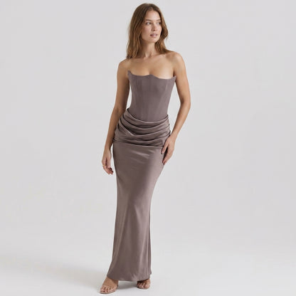 Strapless Backless Fishtail Maxi Dress