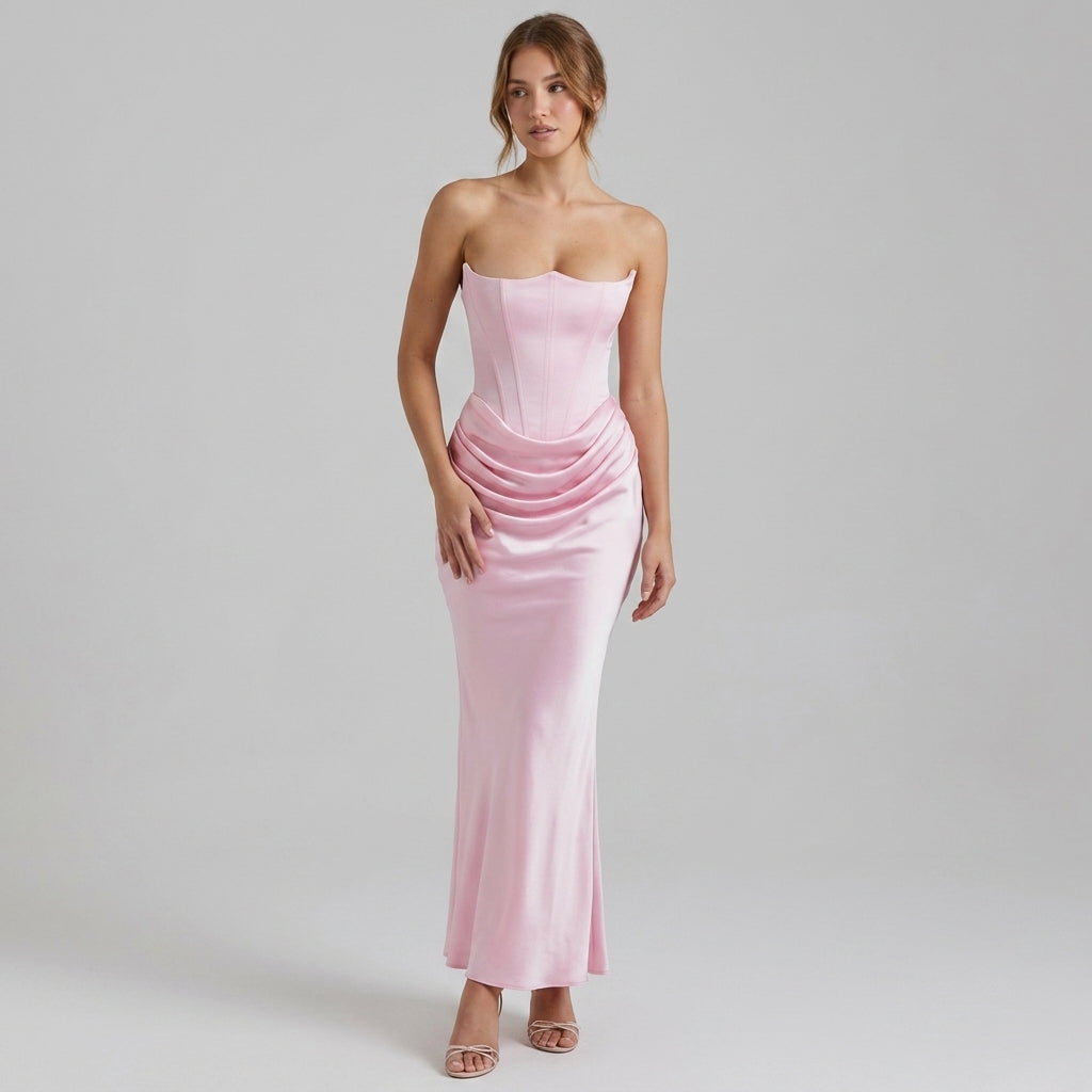 Strapless Backless Fishtail Maxi Dress