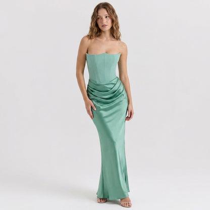 Strapless Backless Fishtail Maxi Dress