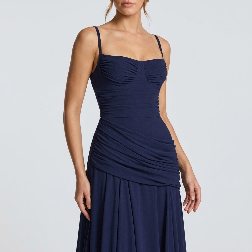 Off-Shoulder High-Waist Slip Maxi Dress
