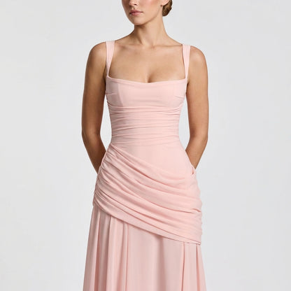 Off-Shoulder High-Waist Slip Maxi Dress