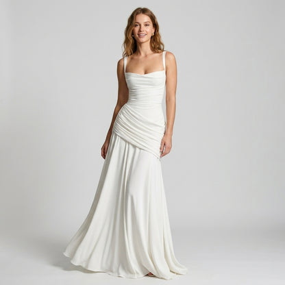 Off-Shoulder High-Waist Slip Maxi Dress