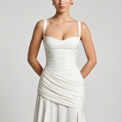 Off-Shoulder High-Waist Slip Maxi Dress