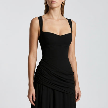 Off-Shoulder High-Waist Slip Maxi Dress
