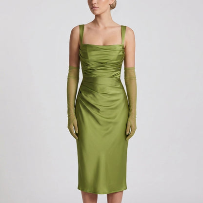 Sleeveless High-Waist Pleated Maxi Dress