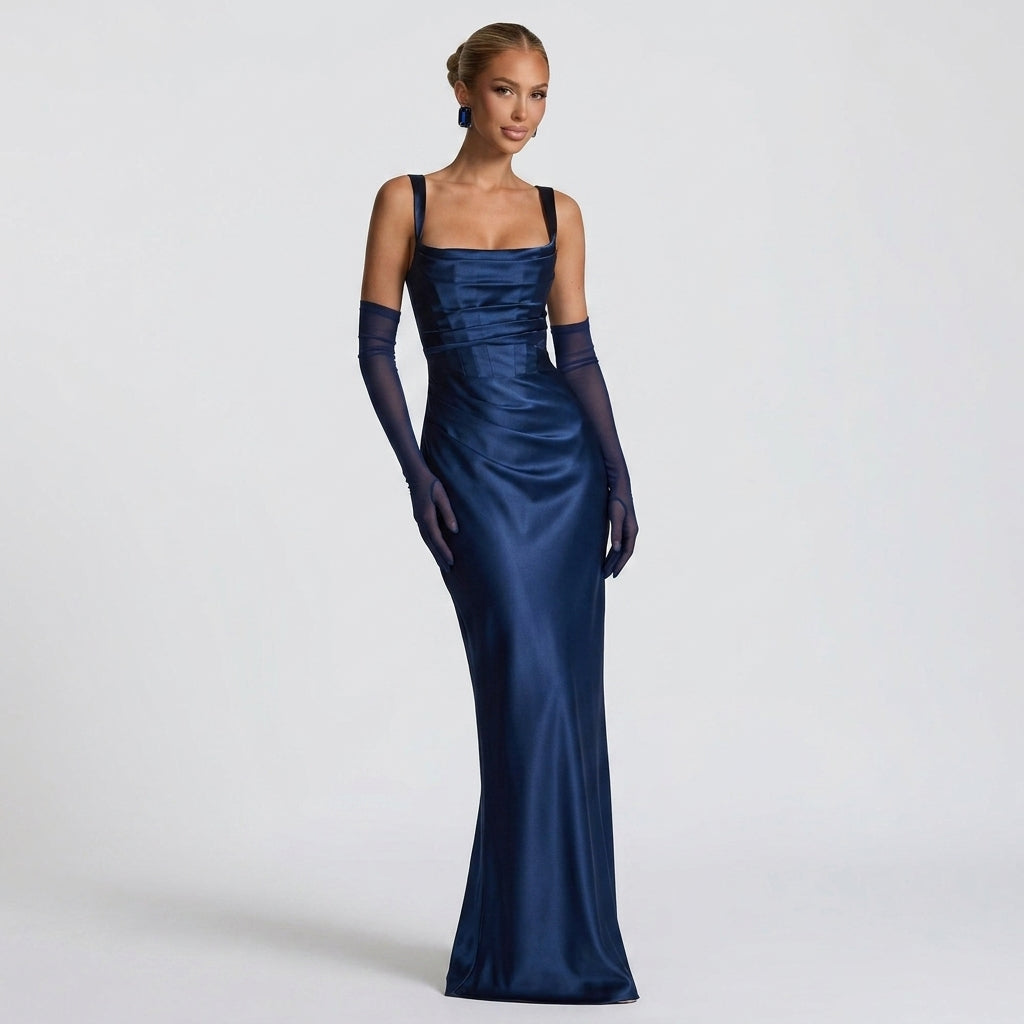Sleeveless High-Waist Pleated Maxi Dress