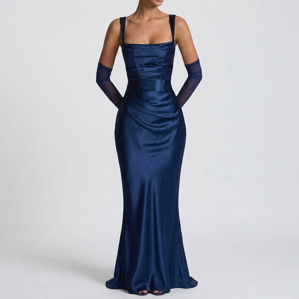Sleeveless High-Waist Pleated Maxi Dress