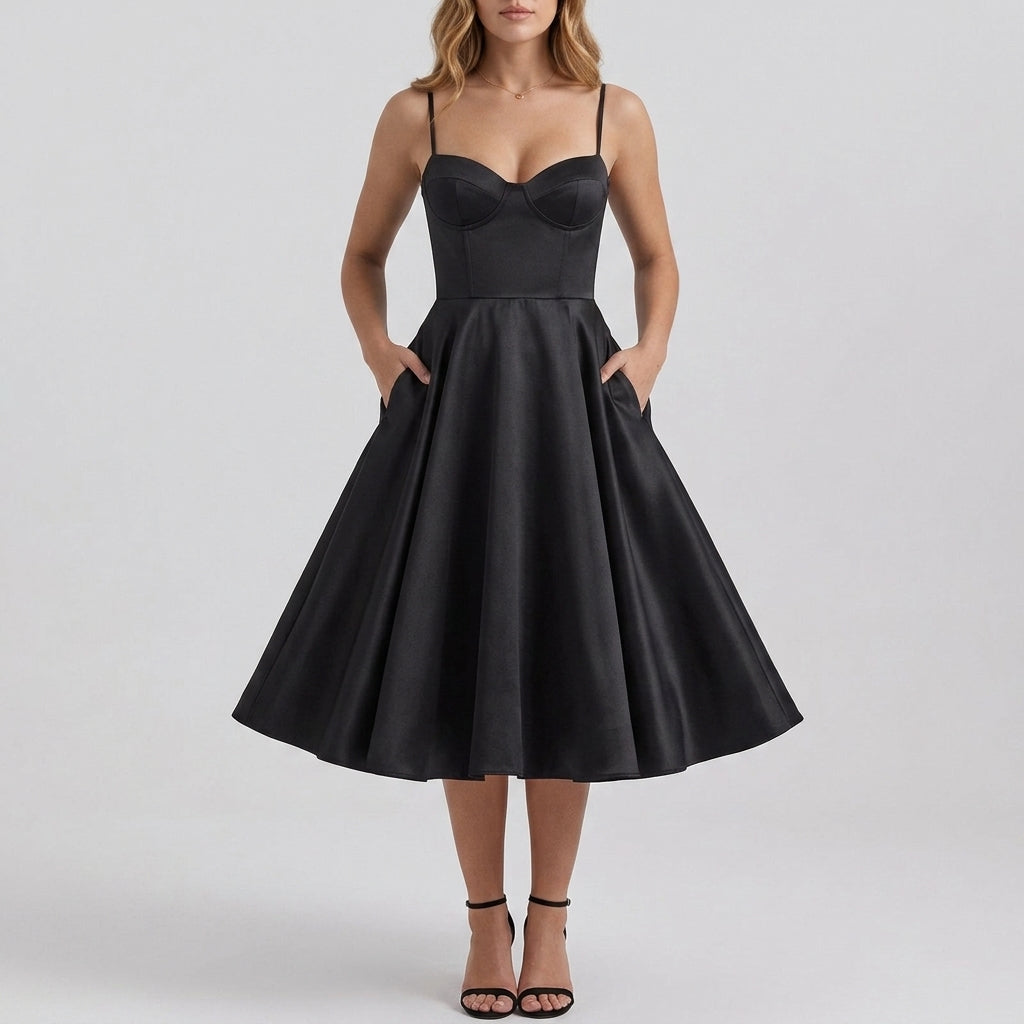 French Mesh Double Layer Suspender Dress