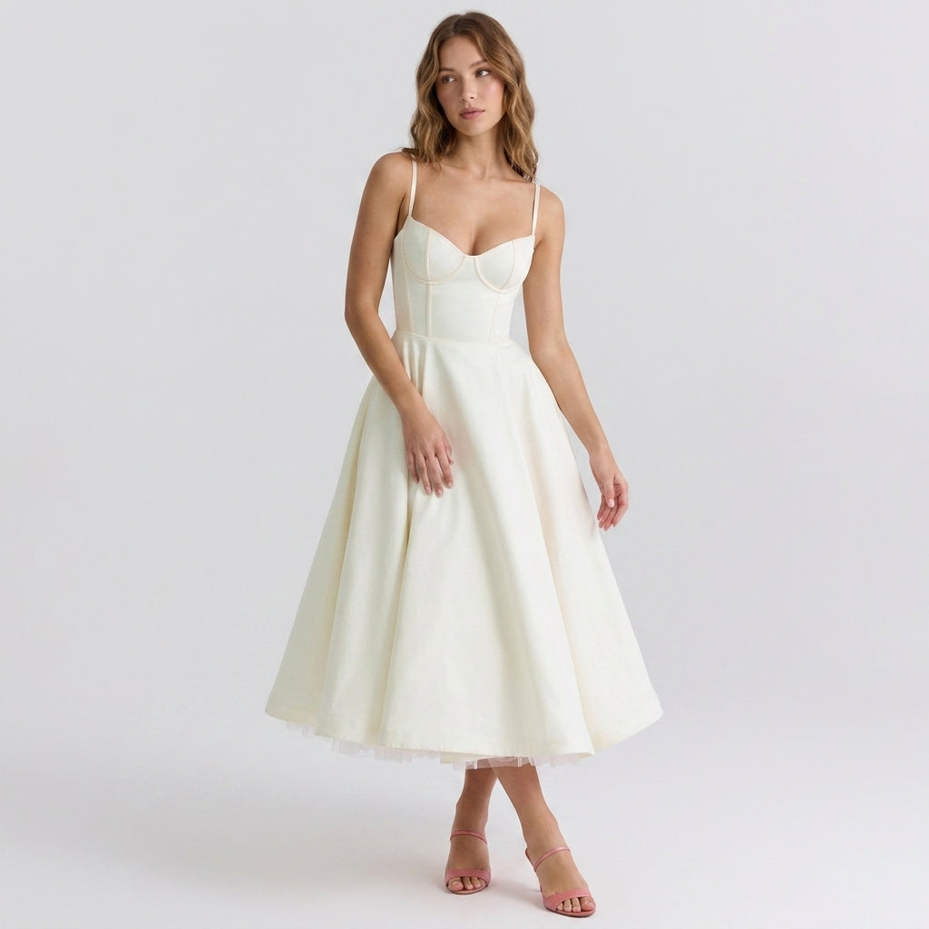 French Mesh Double Layer Suspender Dress