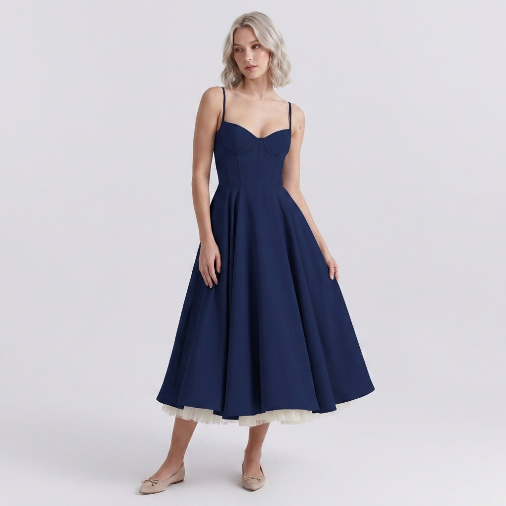 French Mesh Double Layer Suspender Dress