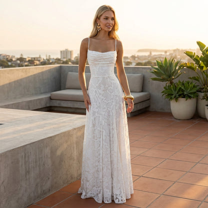 Backless Lace Big Swing Maxi Gown