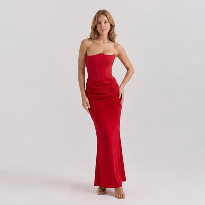 Strapless Backless Fishtail Maxi Dress