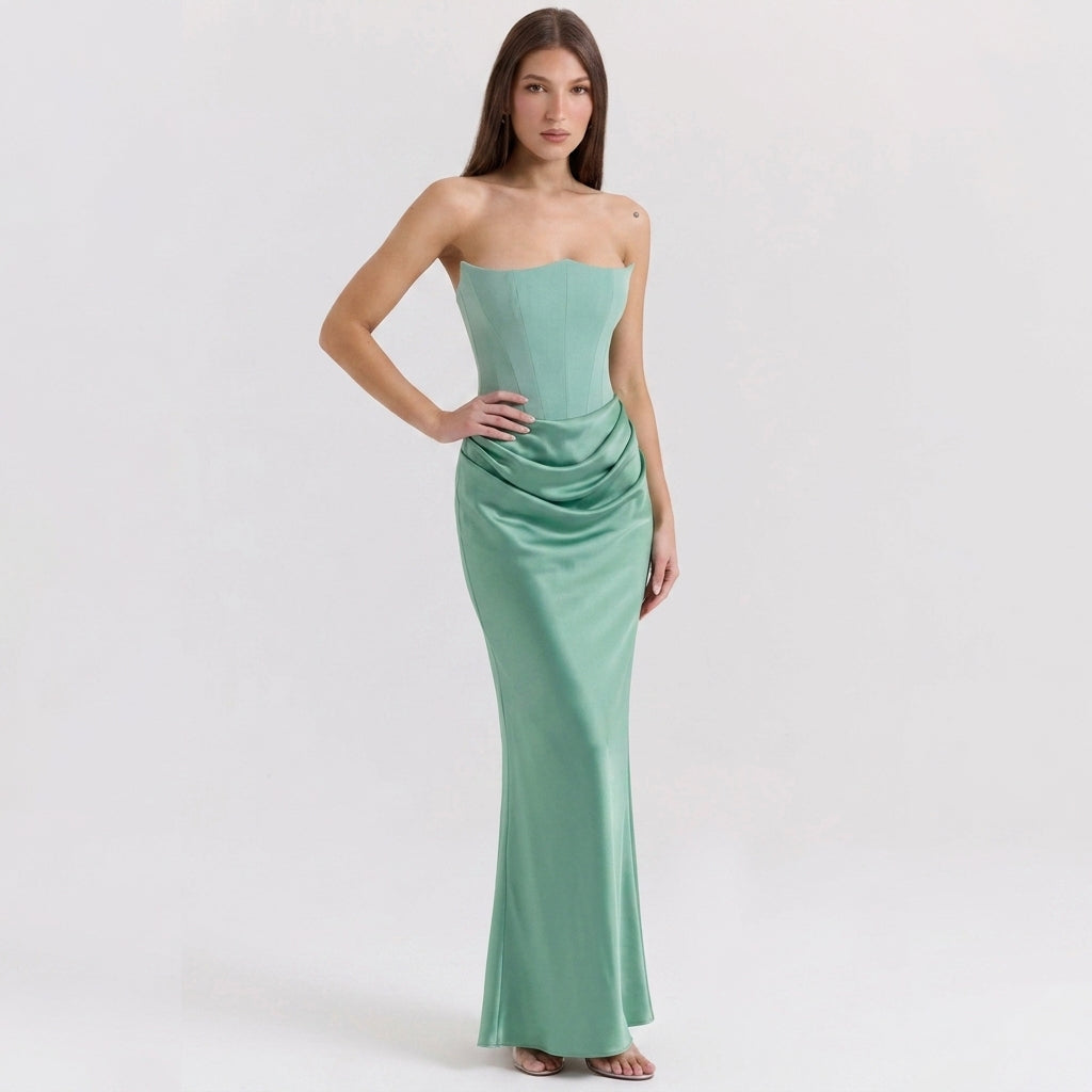 Strapless Backless Fishtail Maxi Dress