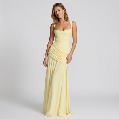 Off-Shoulder High-Waist Slip Maxi Dress
