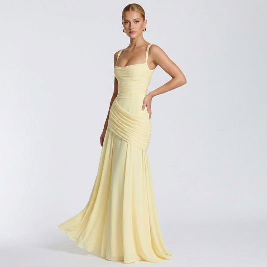 Off-Shoulder High-Waist Slip Maxi Dress