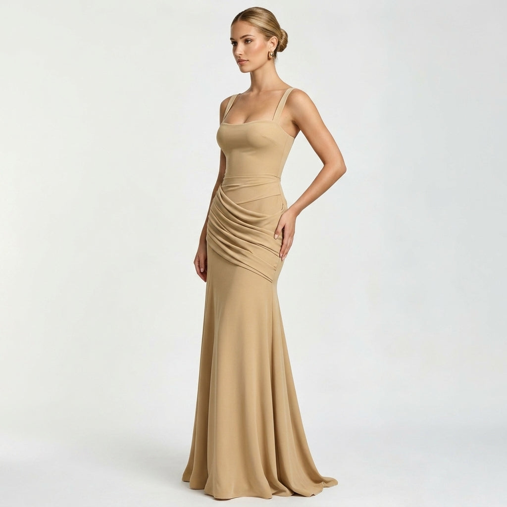 Off-Shoulder High-Waist Slip Maxi Dress