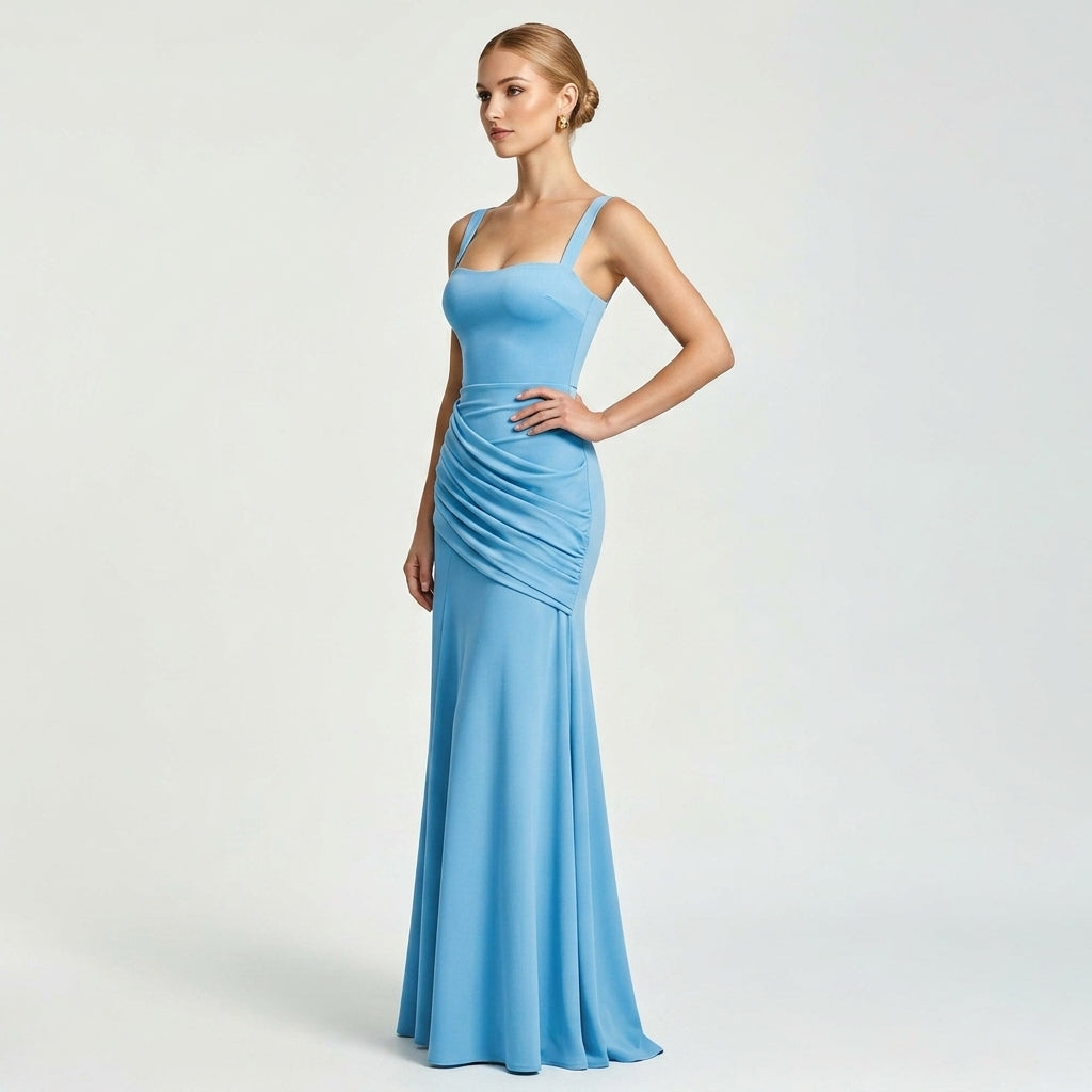 Off-Shoulder High-Waist Slip Maxi Dress