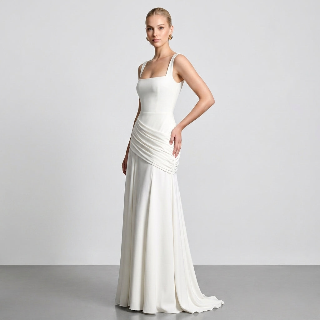 Off-Shoulder High-Waist Slip Maxi Dress