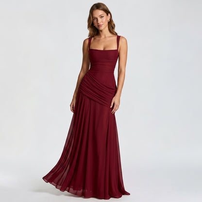 Off-Shoulder High-Waist Slip Maxi Dress