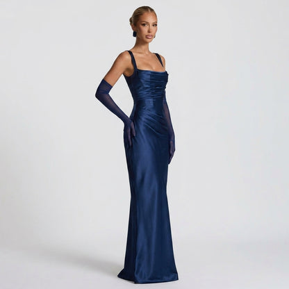 Sleeveless High-Waist Pleated Maxi Dress
