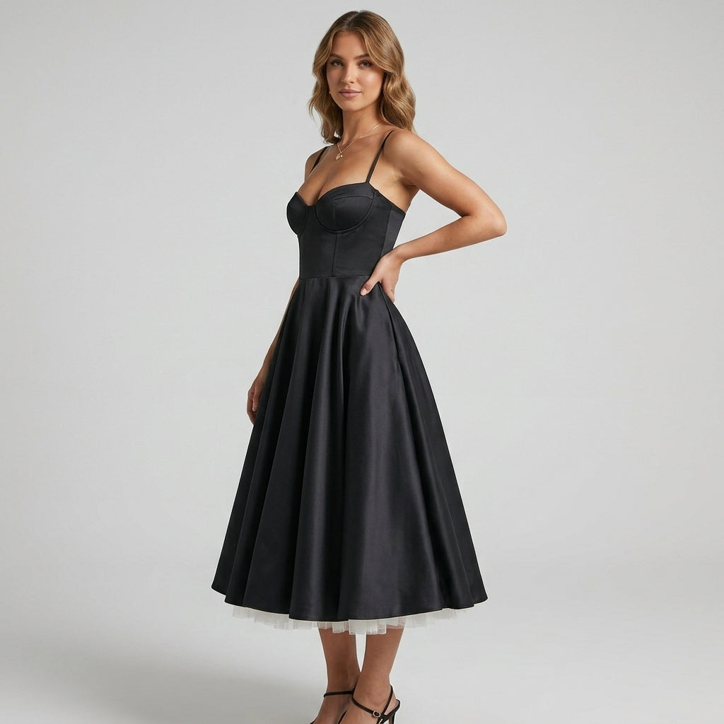 French Mesh Double Layer Suspender Dress