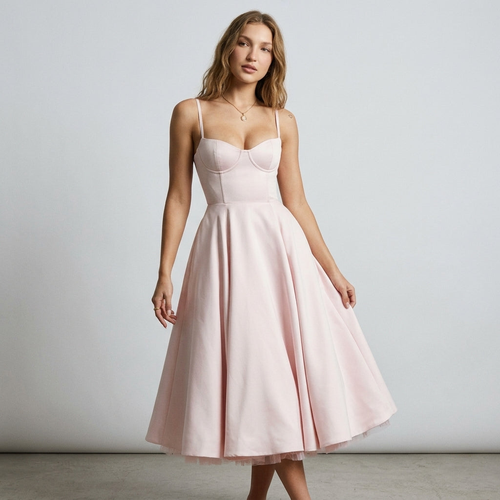 French Mesh Double Layer Suspender Dress