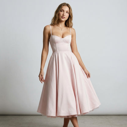 French Mesh Double Layer Suspender Dress