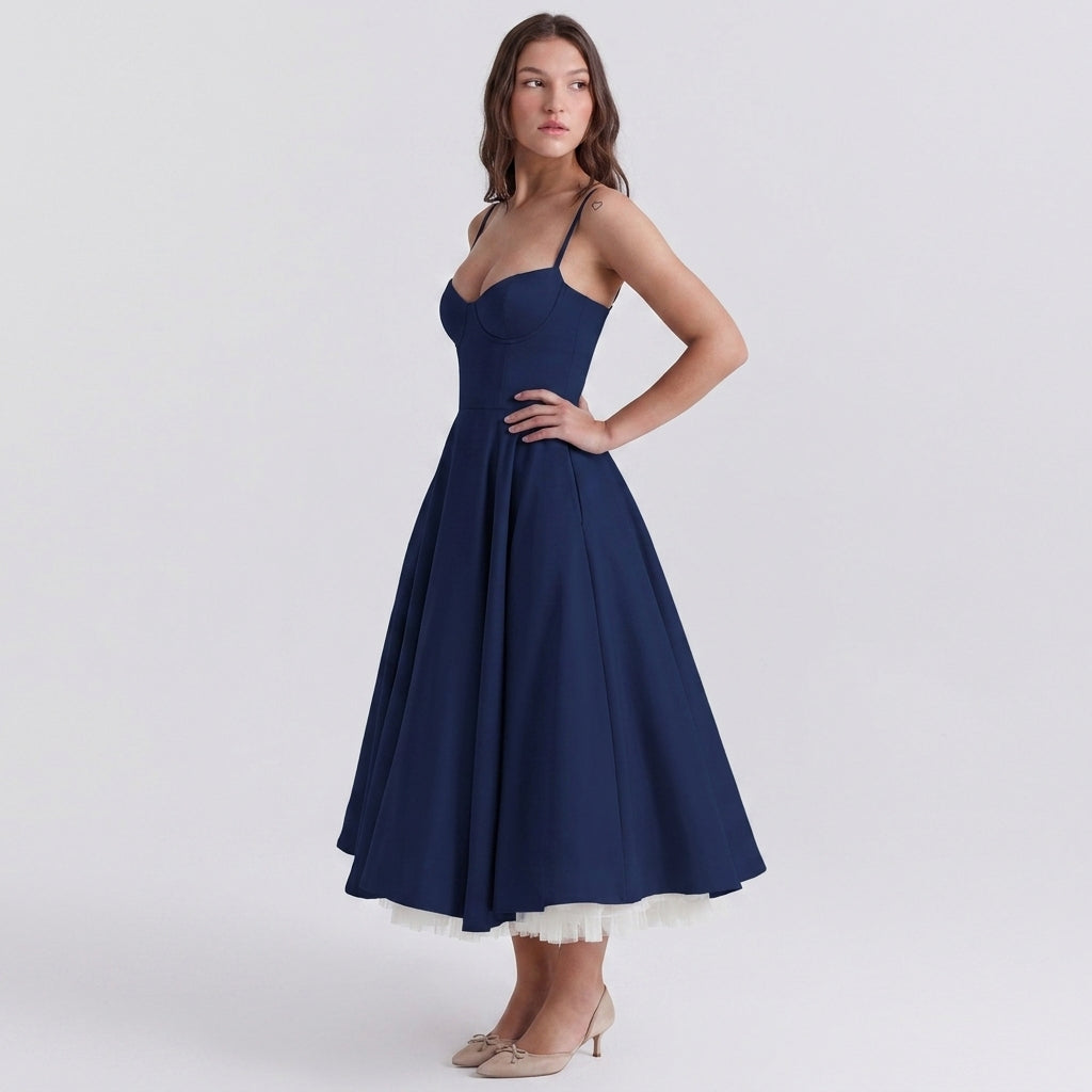 French Mesh Double Layer Suspender Dress