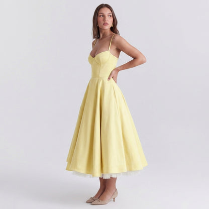 French Mesh Double Layer Suspender Dress