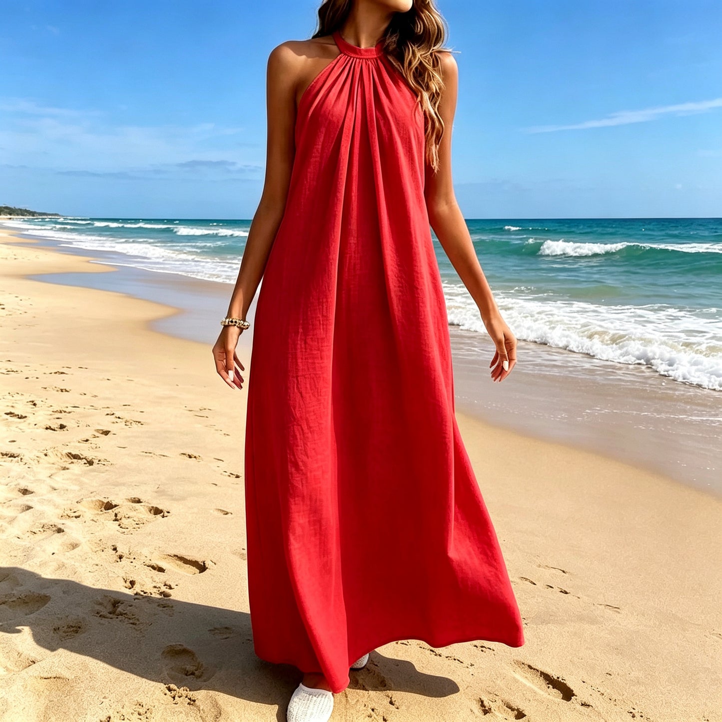 Elegant Breeze Halter Maxi Dress