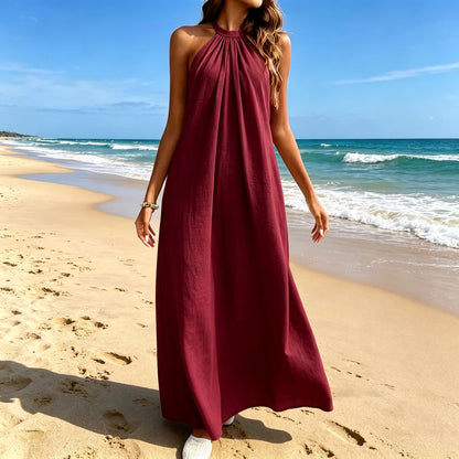 Elegant Breeze Halter Maxi Dress