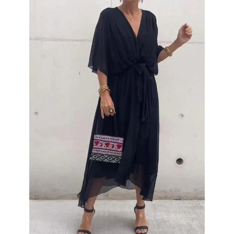 Boho Bat Sleeve Maxi Dress