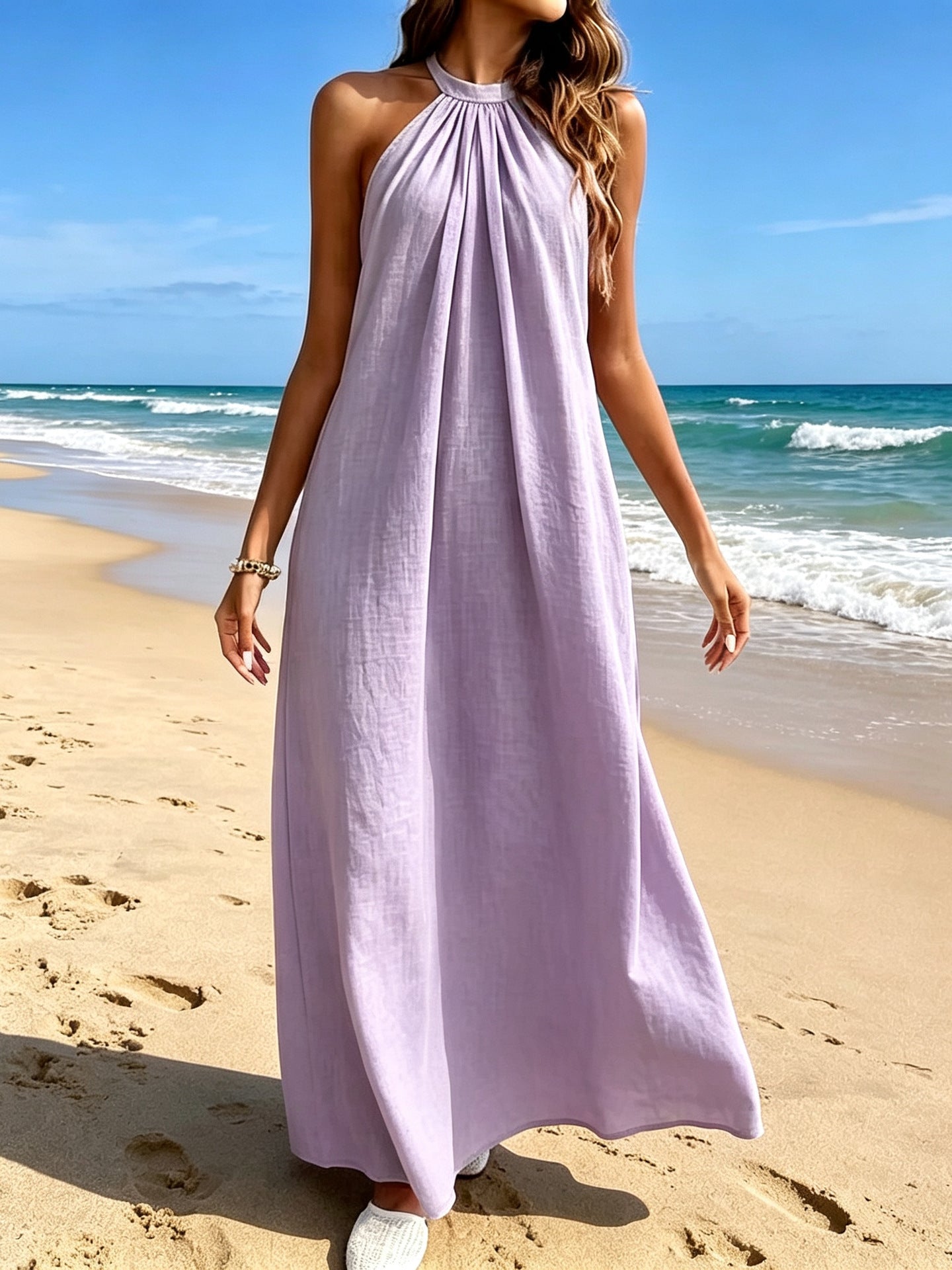 Elegant Breeze Halter Maxi Dress